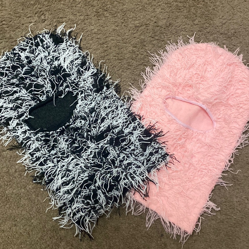 Pink and black balaclava